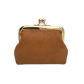 Small Leather Coin Purse with Clasp for Women - Brown