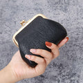 Small Leather Coin Purse with Clasp for Women - Brown - view 3