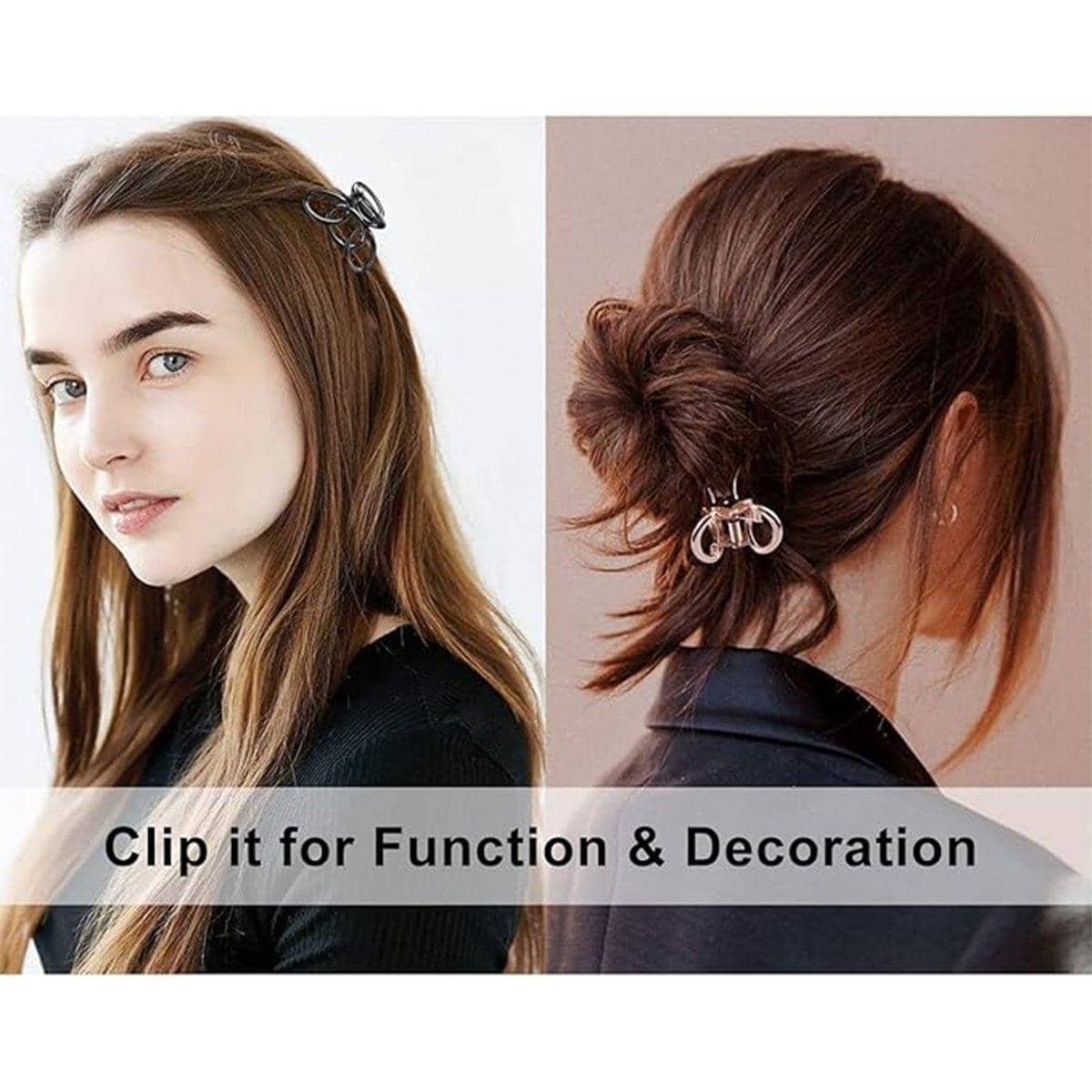Small Metal Hair Claw Clips, Three Ring Design, Pack of 4, Assorted Colours - view 5