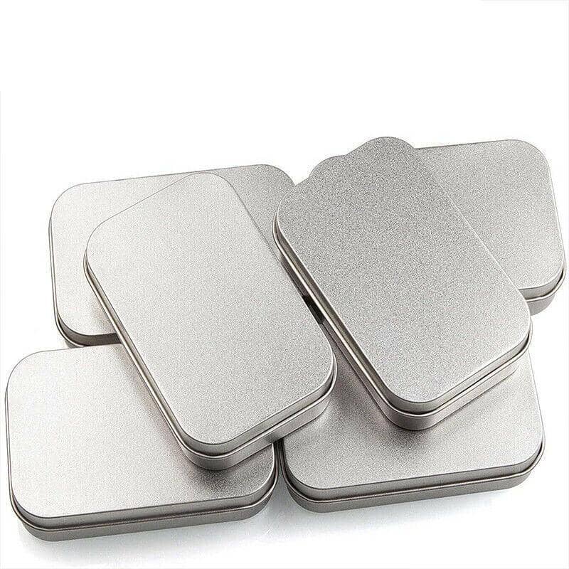 Small Metal Hinged Storage Tin Boxes with Lid - Pack of 6, Matte Silver - view 2