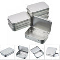 Small Metal Hinged Storage Tin Boxes with Lid - Pack of 6, Matte Silver - view 4