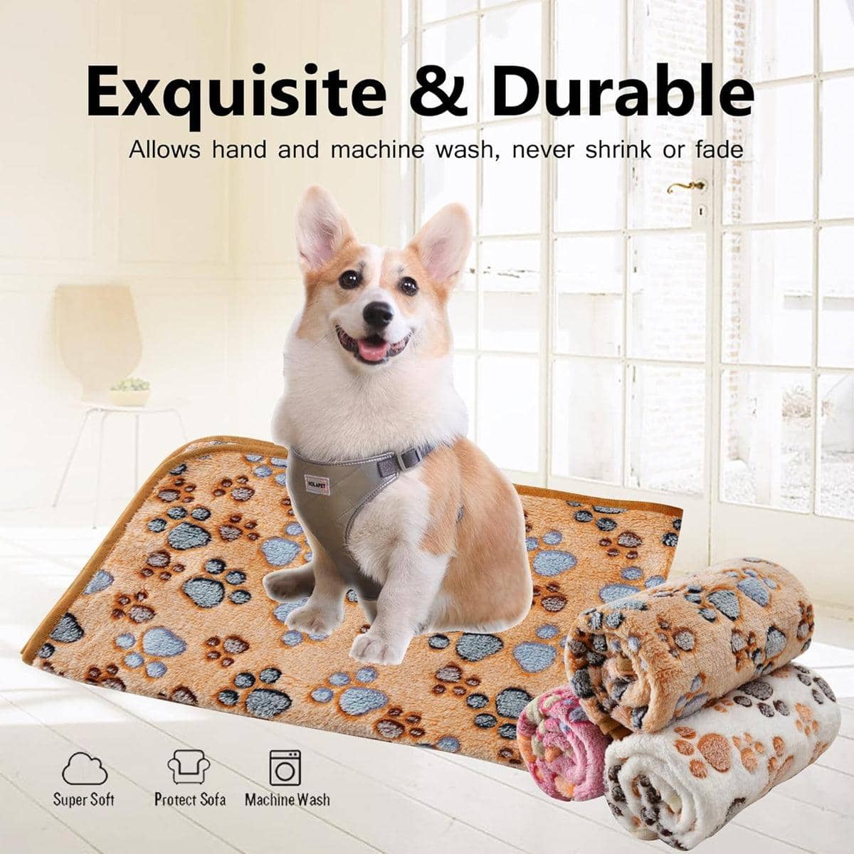 Small Paw Print Fleece Pet Blanket, 60 x 40 cm - Pink - view 5