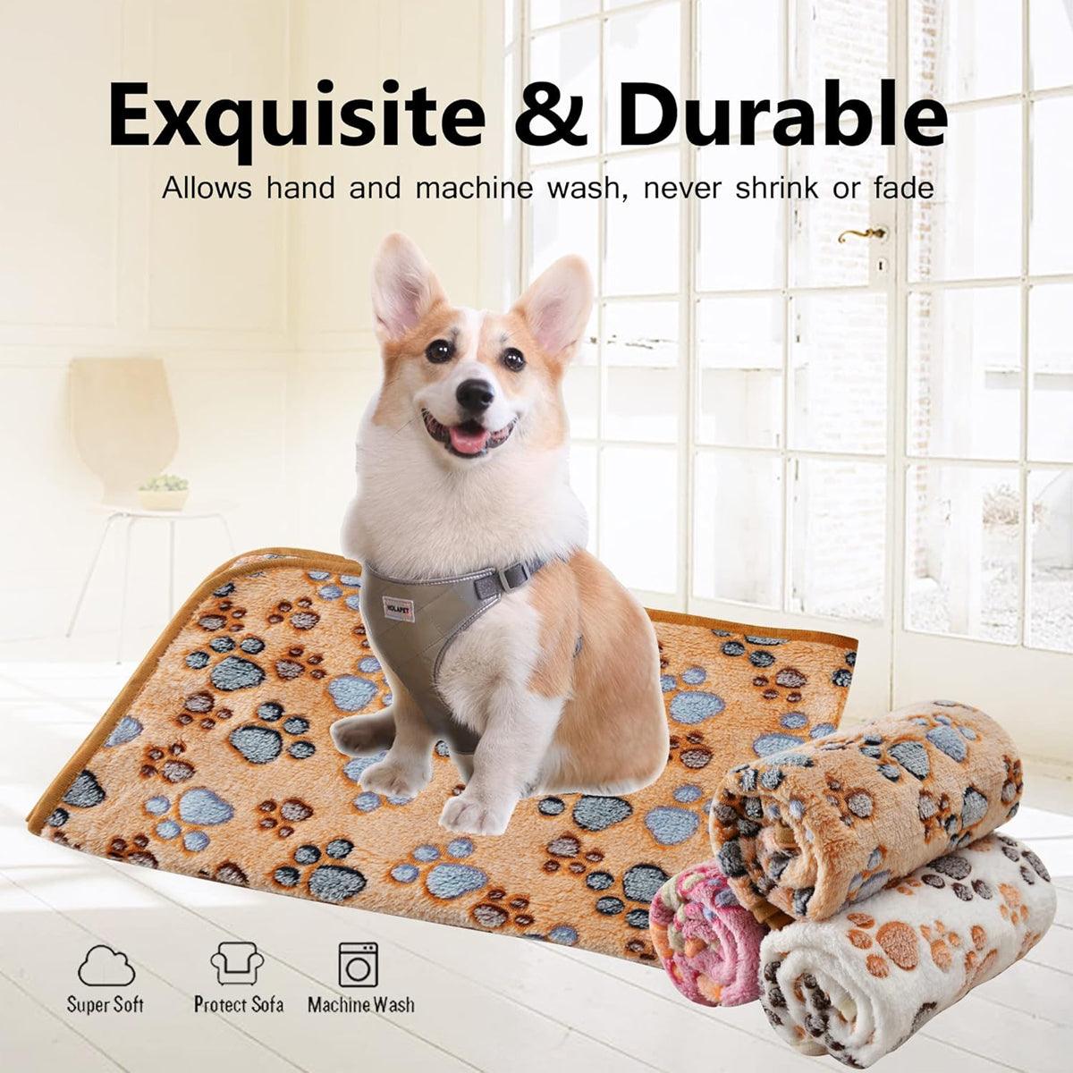 Small Paw Print Fleece Pet Blanket, 60 x 40 cm - White - view 5