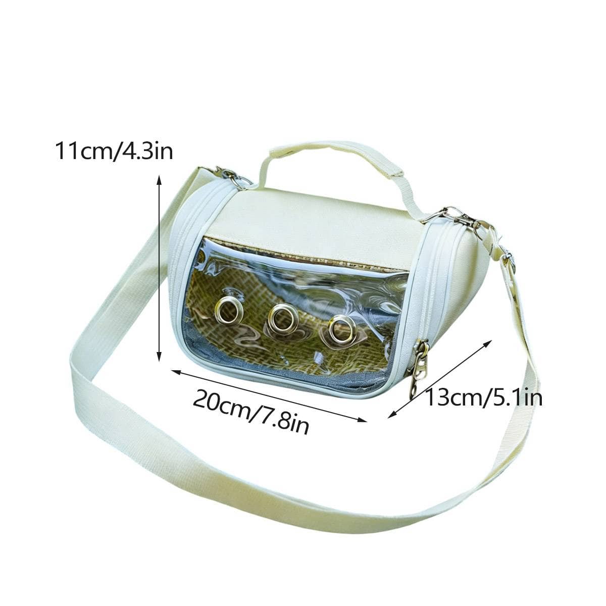 Small Pet Carrying Bag Canvas Rattan Travel Carrier for Hamsters and Birds, 20 x 13 cm - view 3
