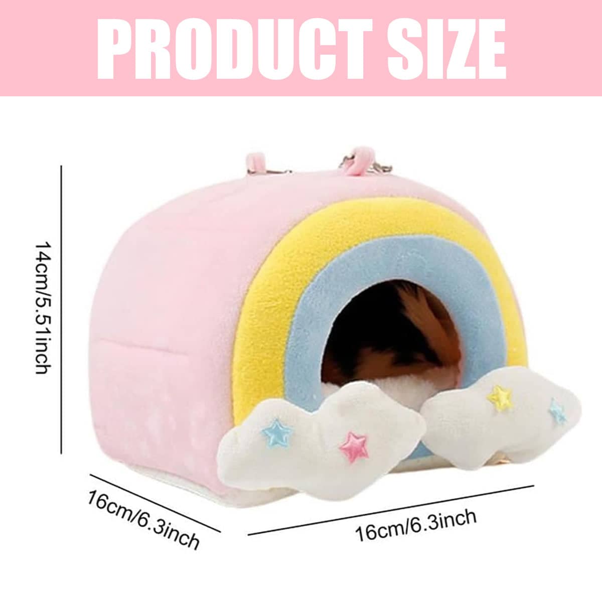 Small Pet Hammock Bed with Rainbow Design for Cage Hanging, Hamsters and Guinea Pigs - view 3