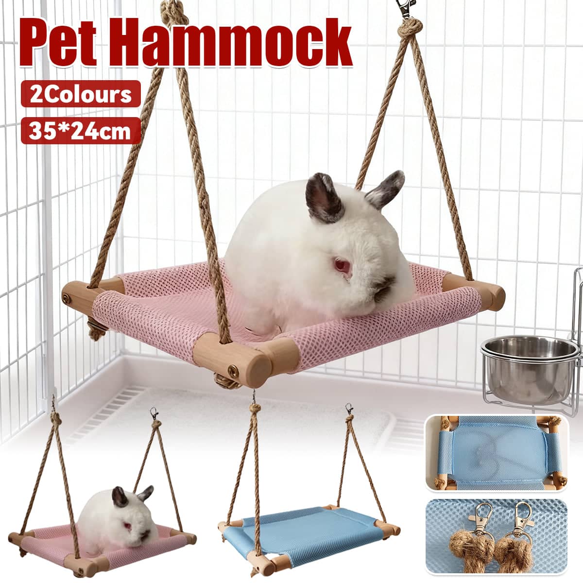Small Pet Hammock, Breathable Mesh Hanging Bed - Blue, 35 x 24cm - view 2