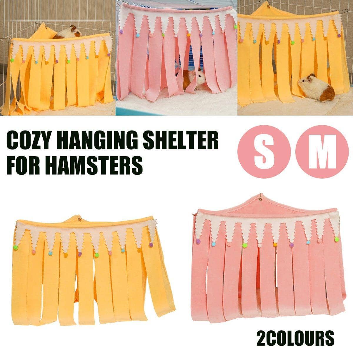 Small Pet Hammock Hideout House with Tassel Shelter - Pink, Medium (40 x 30 cm) - view 2