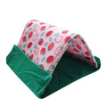 Small Pet Tent Sleep Mat 2-In-1 Foldable Cosy Pet Den - Pink Strawberry Print