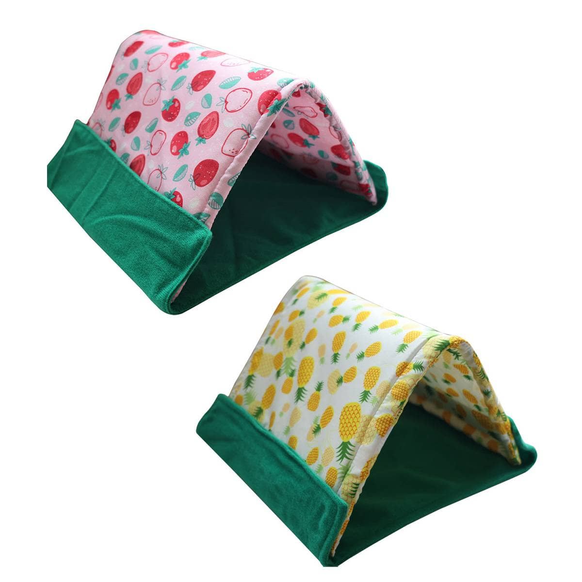 Small Pet Tent Sleep Mat 2-In-1 Foldable Cosy Pet Den - Pink Strawberry Print - view 3