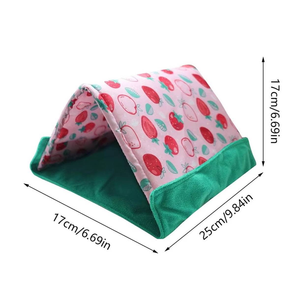 Small Pet Tent Sleep Mat 2-In-1 Foldable Cosy Pet Den - Pink Strawberry Print - view 4