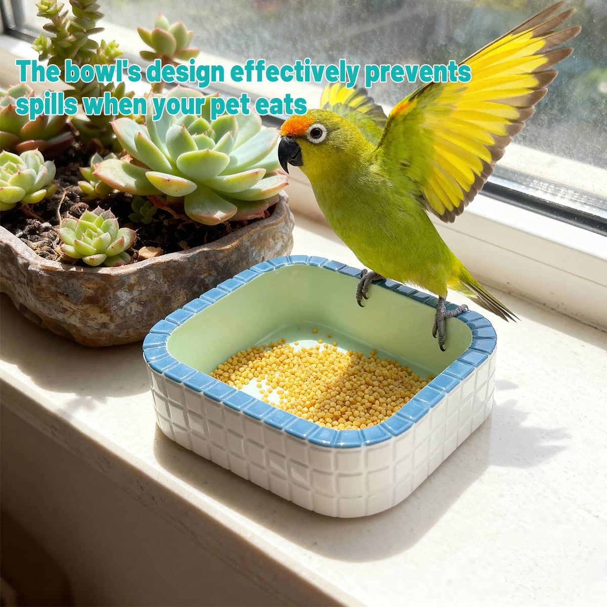Small Pet Water and Food Bowl, Non Slip Resin Dish for Birds and Small Animals - view 5