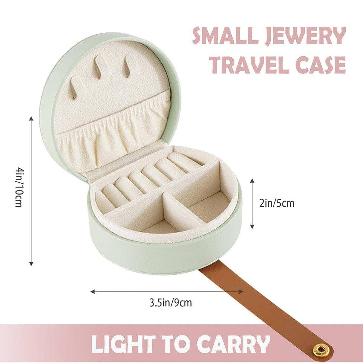 Small Portable PU Leather Jewellery Box Travel Case for Necklace Ring and Earring - Pink - view 4