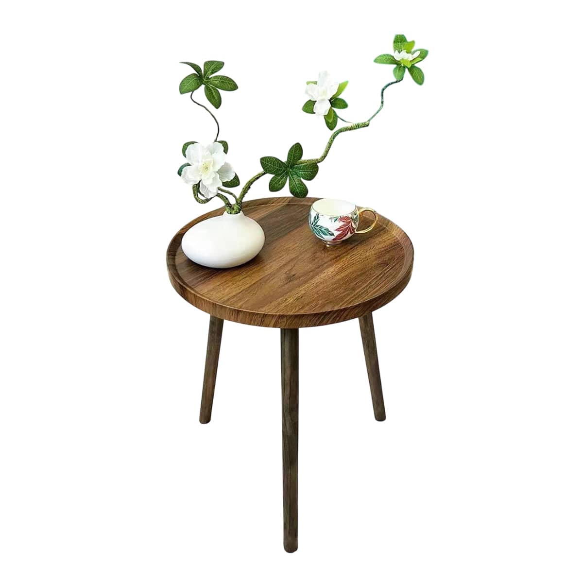 Small Round Coffee Table with Raised Edges for Living Room, Bedroom and Sofa Side - view 2