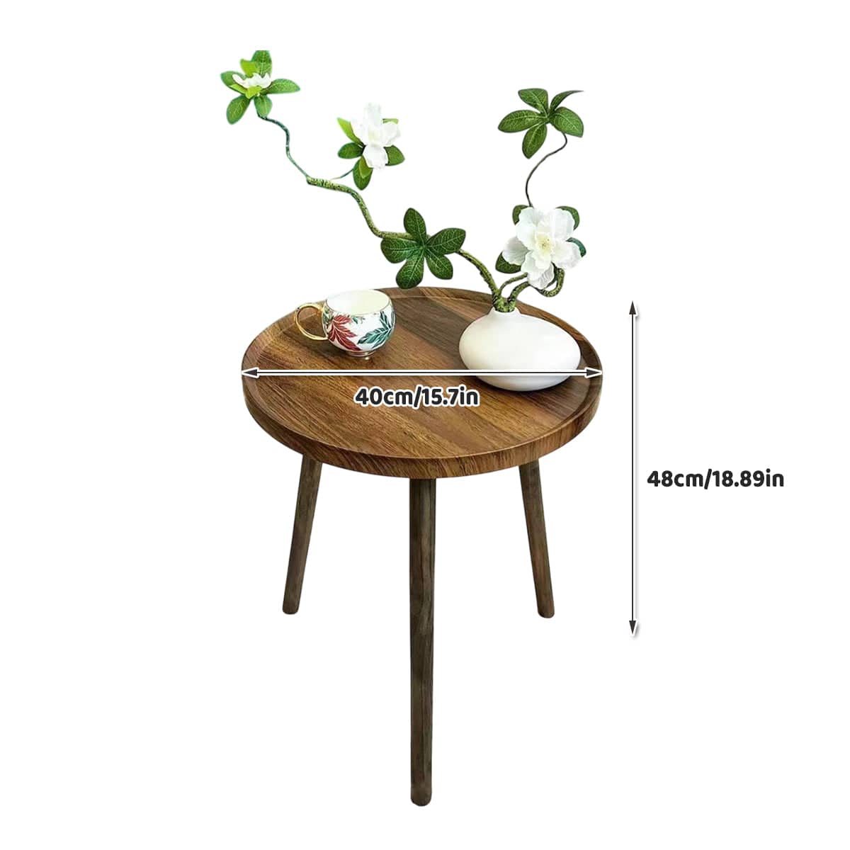 Small Round Coffee Table with Raised Edges for Living Room, Bedroom and Sofa Side - view 3