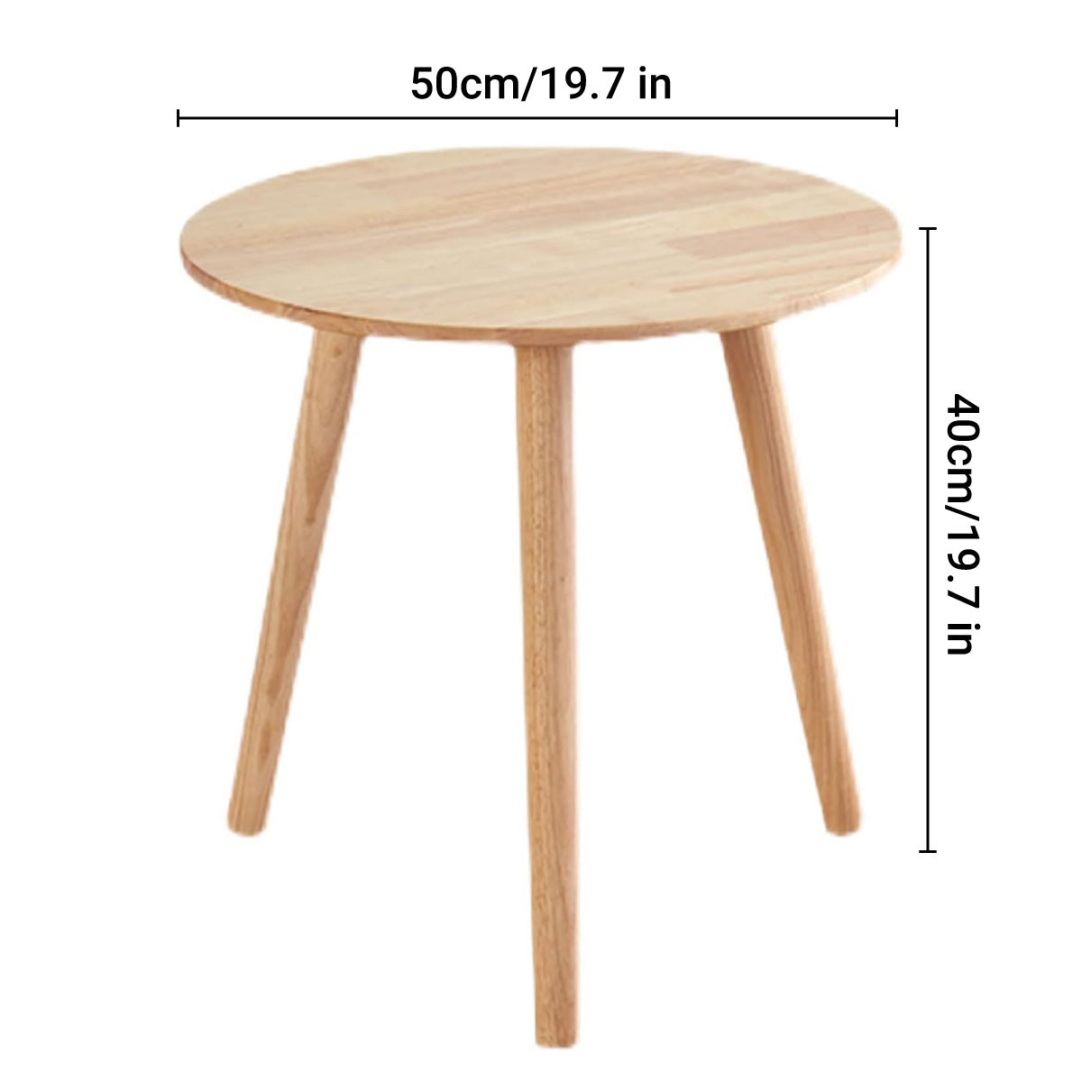 Small Round Side Table, Engineered Wood with Wood Grain Finish - 50 cm Diameter x 40 cm High - view 3