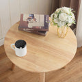 Small Round Side Table, Engineered Wood with Wood Grain Finish - 50 cm Diameter x 40 cm High - view 5