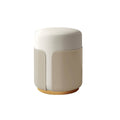 Small Round Stool with Solid Wood Frame - Champagne