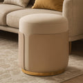 Small Round Stool with Solid Wood Frame - Champagne - view 5