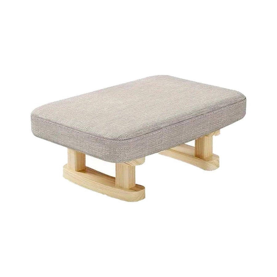 Small Solid Wood Fabric Footstool - Beige