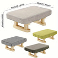 Small Solid Wood Fabric Footstool - Beige - view 4