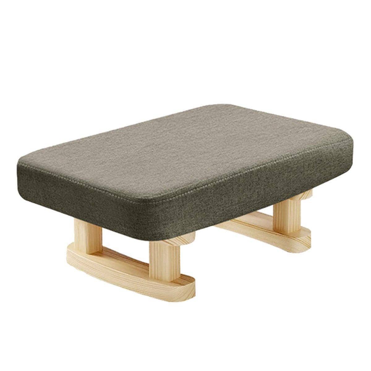 Small Solid Wood Fabric Footstool - Brown