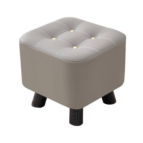 Small Square Ottoman Footstool 28 x 28 x 28cm with Wood Legs - Grey