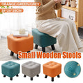 Small Square Ottoman Footstool 28 x 28 x 28cm with Wood Legs - Grey - view 2