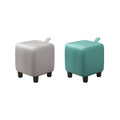 Small Square Stool with Solid Wood Frame and Handle - Grey - view 3