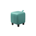 Small Square Stool with Solid Wood Frame and Handle - Teal