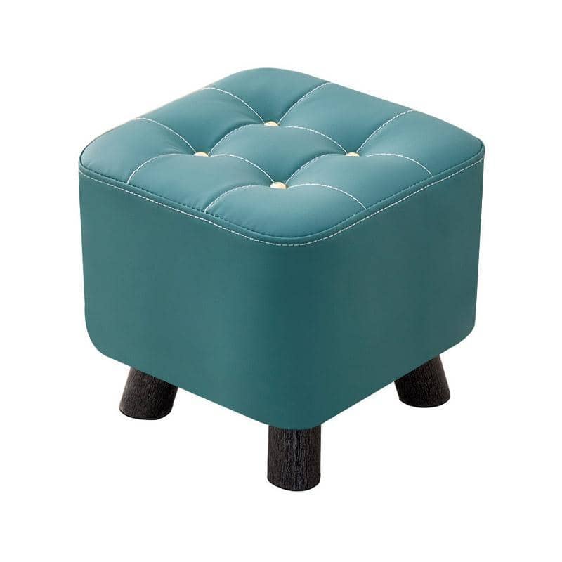 Small Stool with Scratch-Resistant Leather Seat - Green, 28 x 28 x 24 cm