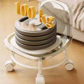 Small Stool with Universal Wheels and Backrest - Grey - view 5