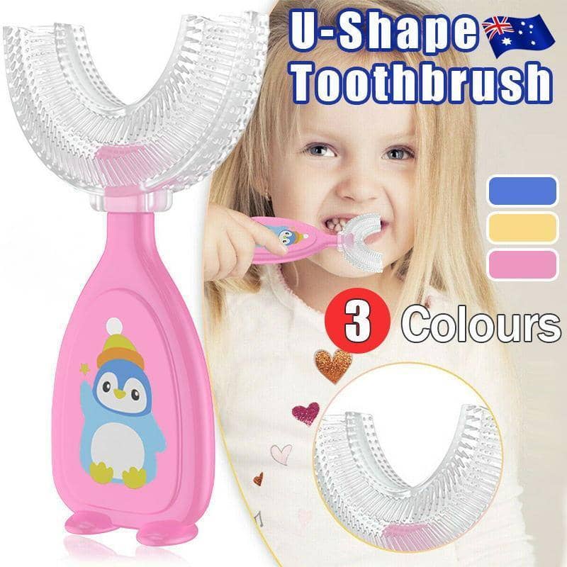 Small U-Shaped Kids Toothbrush with Soft Silicone Head (4.5 cm) - Blue - view 2