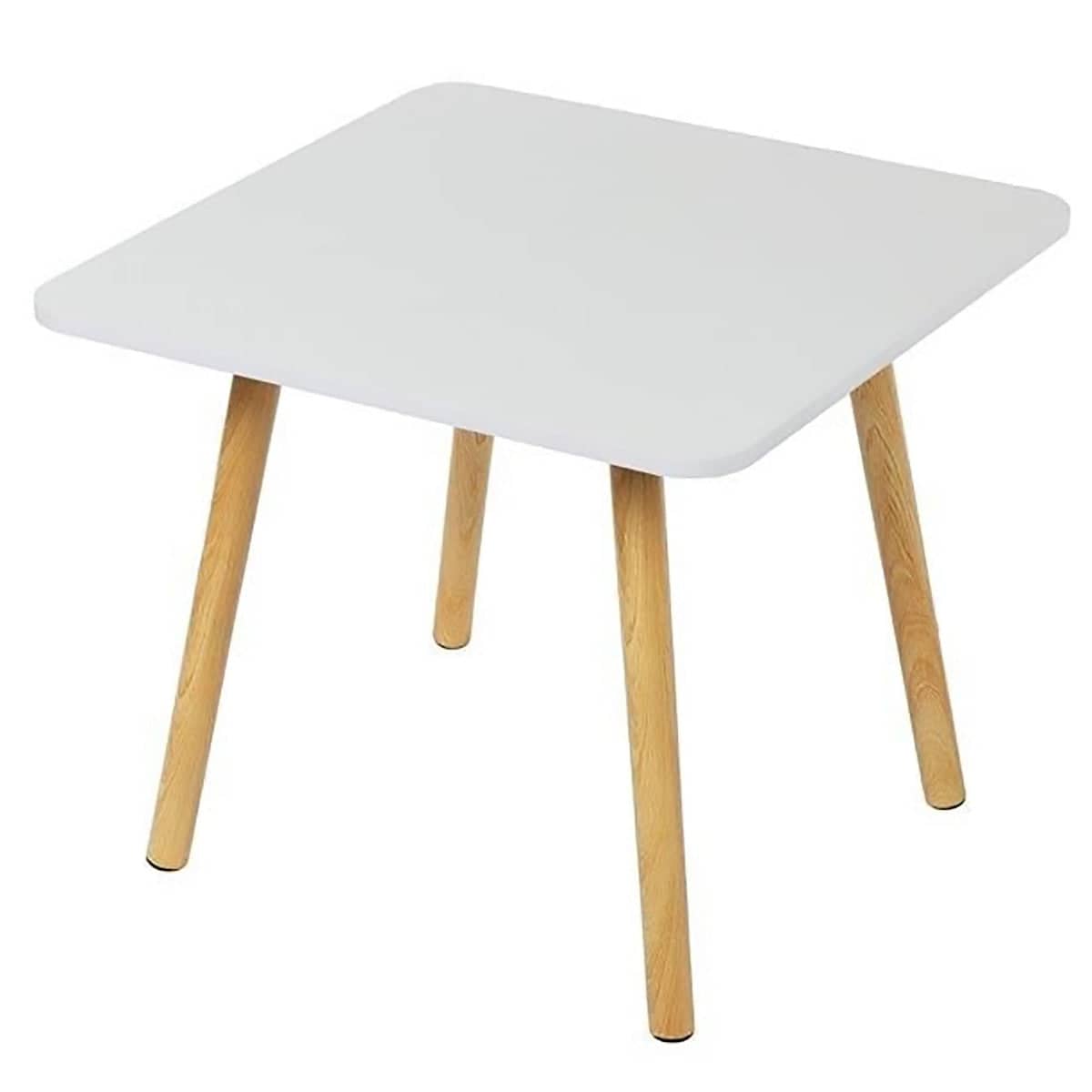 Small White Square Side Table with Wooden Legs, 40 x 40 x 50 cm - view 2