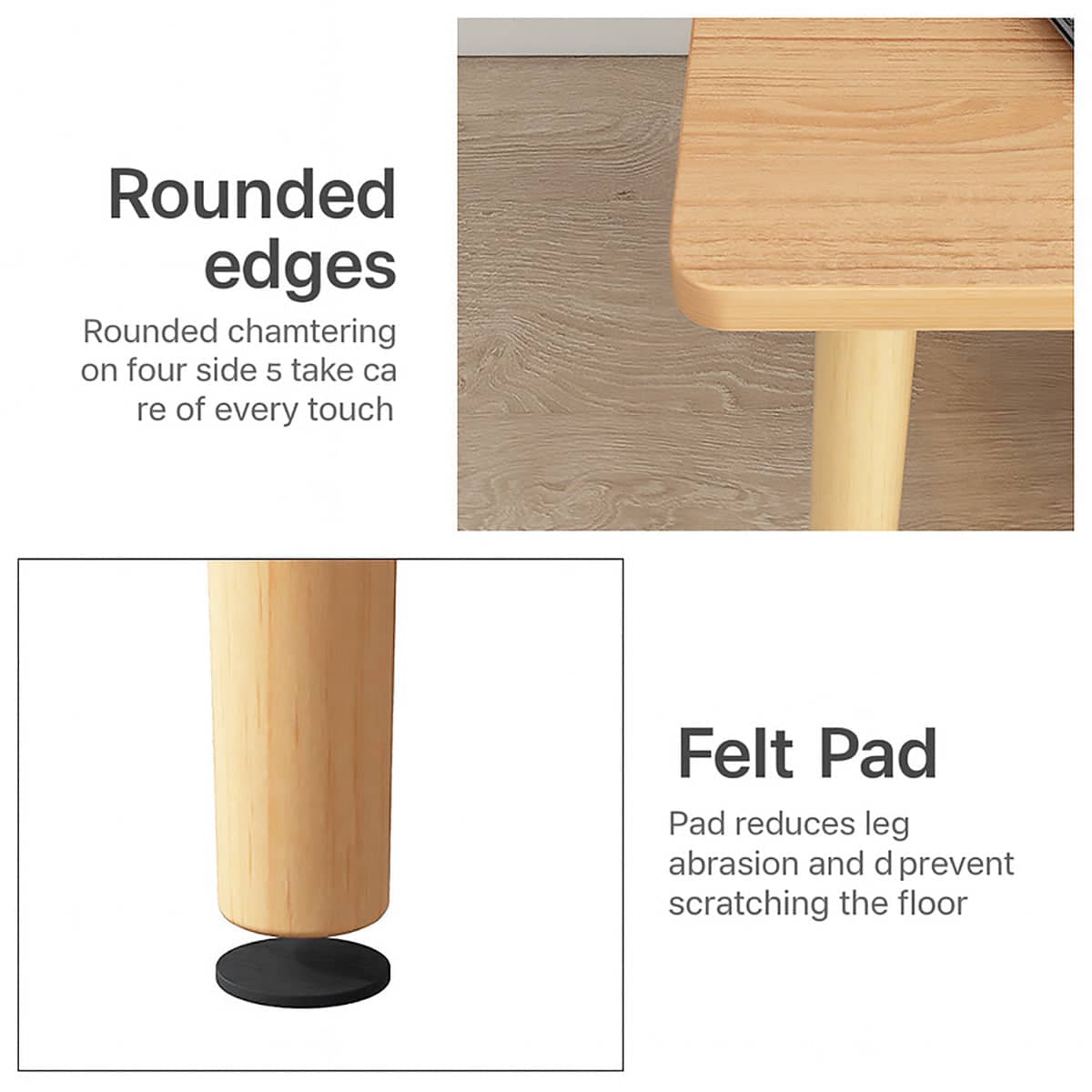 Small White Square Side Table with Wooden Legs, 40 x 40 x 50 cm - view 4