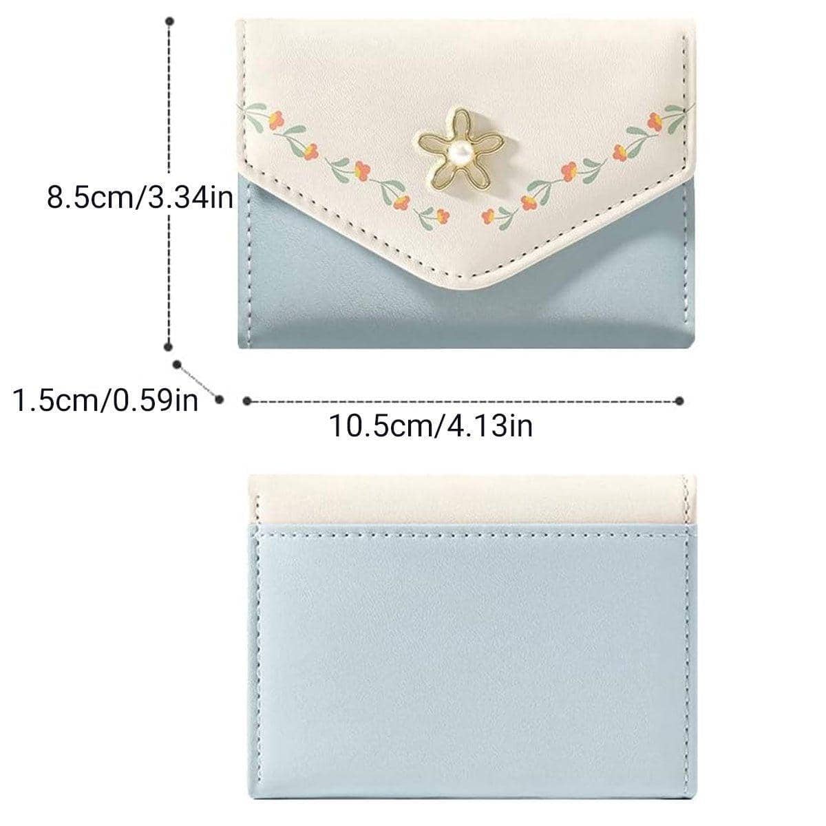 Small Women's Tri-Fold PU Leather Wallet with Floral Clasp, Set of 5 - view 3