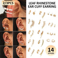 Smooth Ear Cuff and Curved Bar Ear Climber Set - Gold - view 2