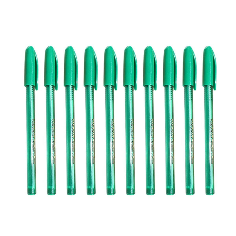 Smooth Writing Ballpoint Pens - Green, Pack of 10