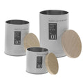 Snack Storage Jar Set, 3 Piece Tinplate Canisters with Wood Lids, White - view 2