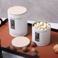 Snack Storage Jar Set, 3 Piece Tinplate Canisters with Wood Lids, White - view 5