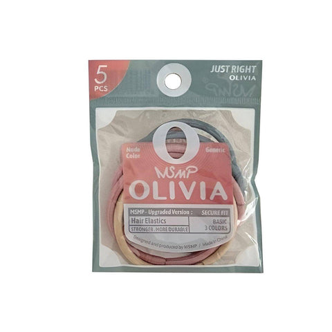Snagless Elastic Hair Ties for Ponytails, Pack of 5 - Dusty Rose, Grey and Cream