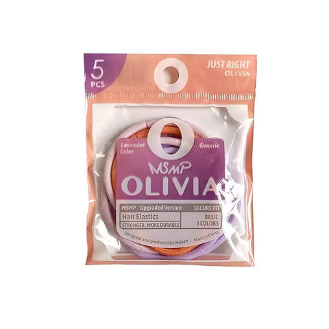 Snagless Elastic Hair Ties for Ponytails, Pack of 5 - Orange, Lavender and Pink