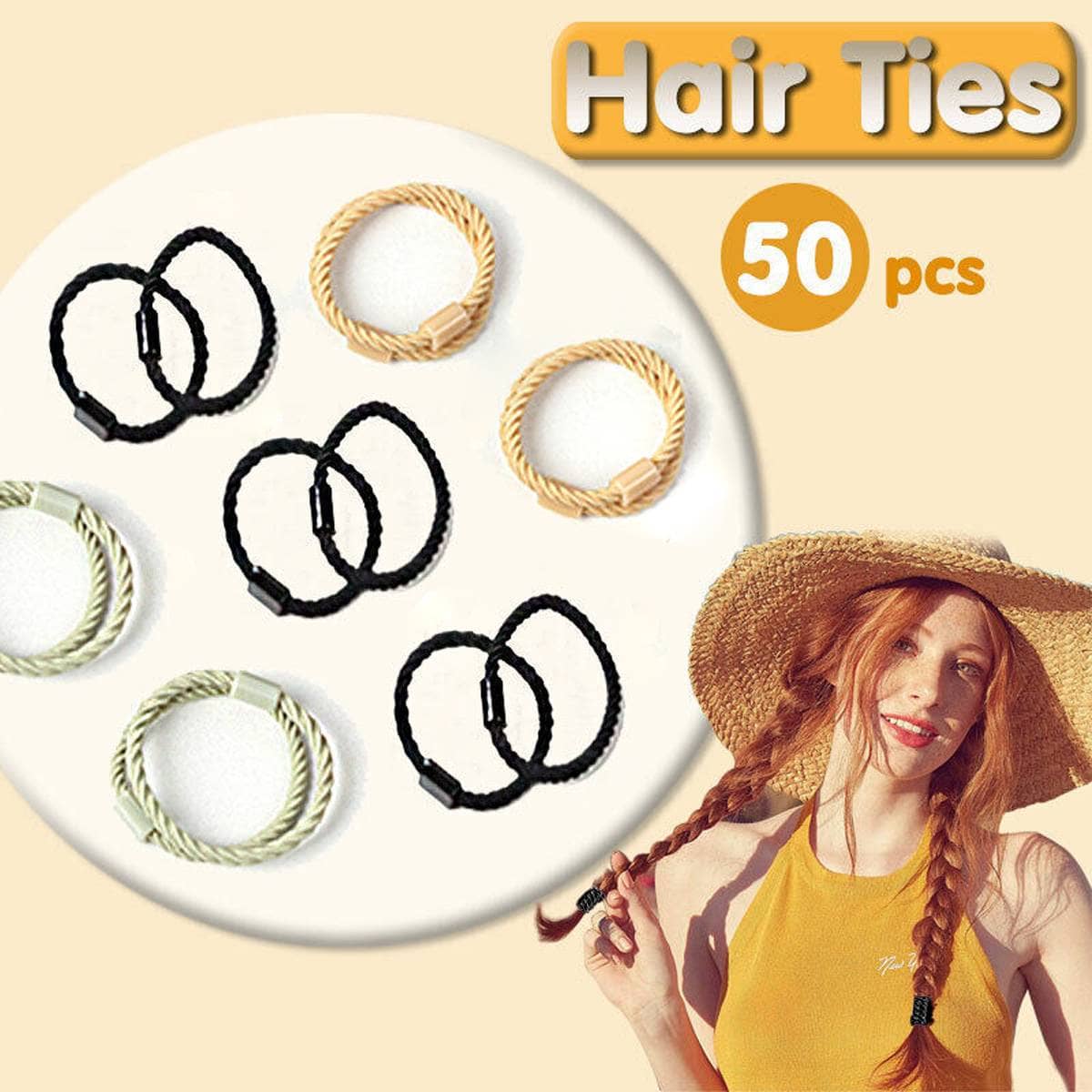 Snagless Elastic Ponytail Hair Ties - Pack of 50, Black - view 2