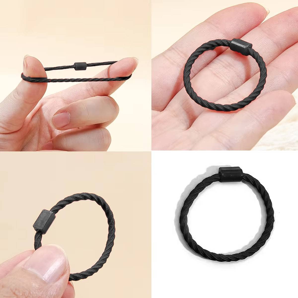 Snagless Elastic Ponytail Hair Ties - Pack of 50, Black - view 4