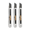 Snap off Utility Knives, 18 mm Blade, Pack of 3 - White