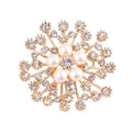 Snowflake Brooch with Imitation Pearls and Rhinestones - Gold
