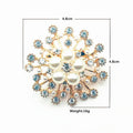 Snowflake Brooch with Imitation Pearls and Rhinestones - Gold - view 4