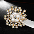 Snowflake Brooch with Imitation Pearls and Rhinestones - Gold - view 5