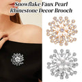 Snowflake Brooch with Imitation Pearls and Rhinestones - Silver - view 2
