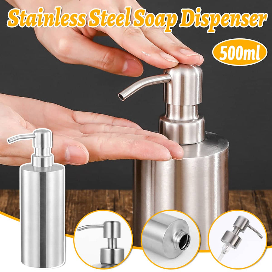 Soap Dispenser 500ml Brushed Stainless Steel Pump