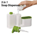 Soap Dispenser and Sink Organiser Set - 2 Piece, White with Green Accents - view 3